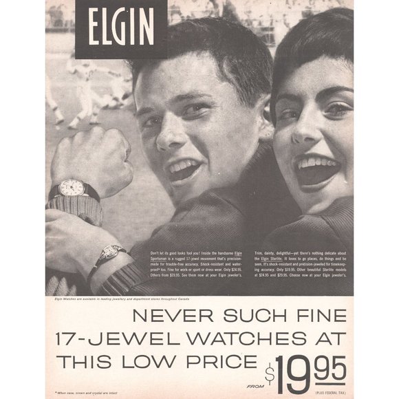 1960 Elgin Sportsman and Starlite Vintage Print Ad Football Game Wall Art - Picture 1 of 1